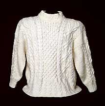Harrisville Designs White Aran Pullover Knit Pattern (P704)